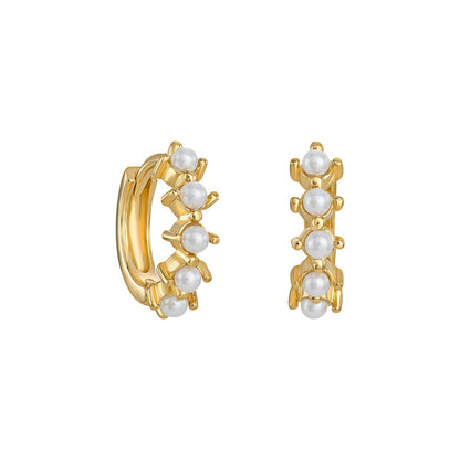 Pearl Huggie Hoops