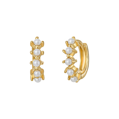 Pearl Huggie Hoops