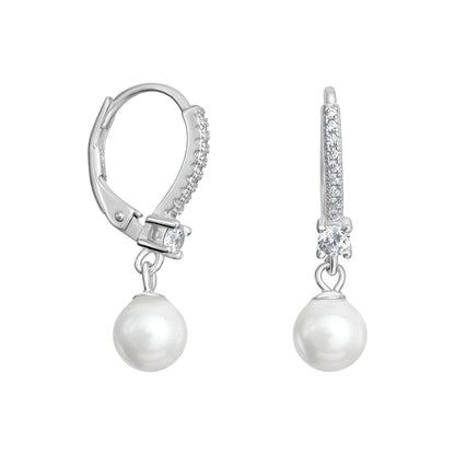 Pearl Drop and Cubic Zirconia Hinged Hoops