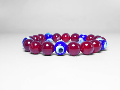 10mm Red Agate with Evil Eye Protection Bracelet
