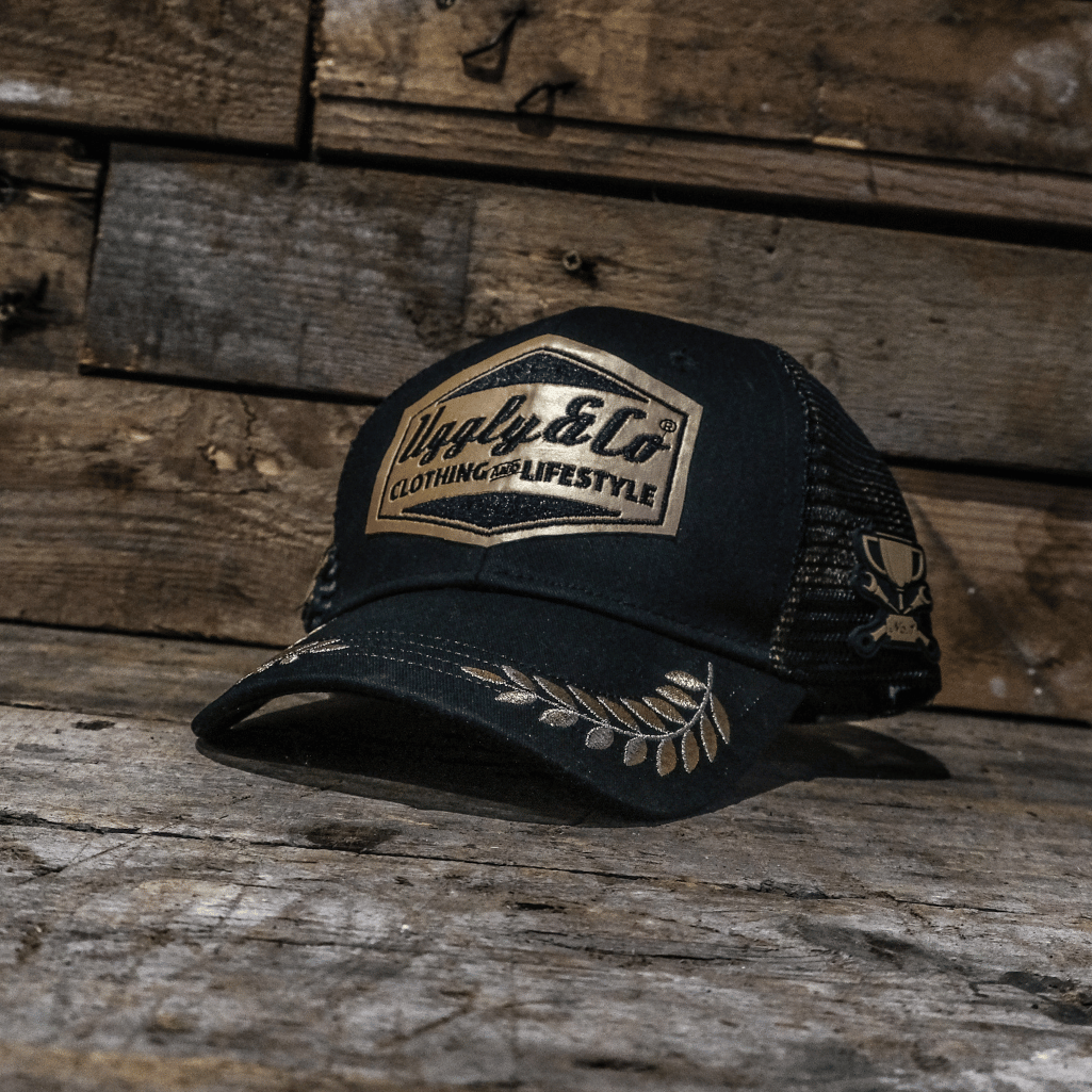 Black & Gold 'Podium' Diamond Cap