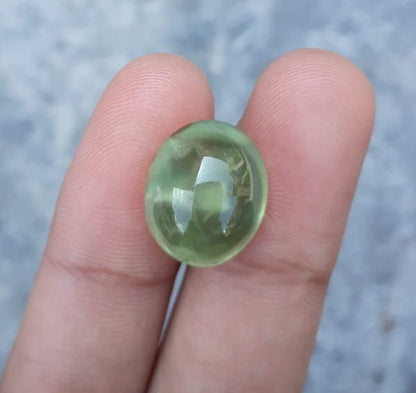 10.3ct Prehnite Cabochon - also called Grape Jade, Green Moonstone - 15x13mm