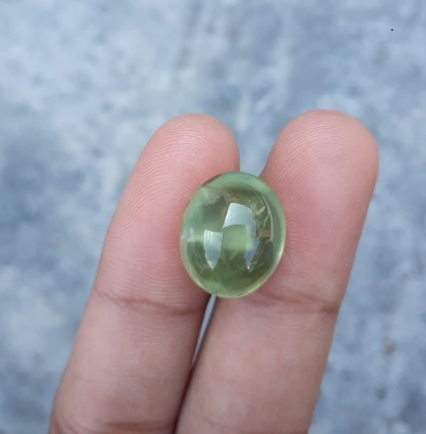 10.3ct Prehnite Cabochon - also called Grape Jade, Green Moonstone - 15x13mm