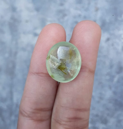 13.7ct Prehnite Cabochon - Prehnite also called Grape Jade, Green Moonstone - 18x16mm