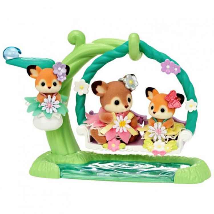 Sylvanian Families - Floral Swing Set - Deer Babies