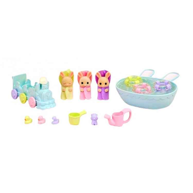 Sylvanian Families - Milk Rabbit Triplets Baby Bathtime Set