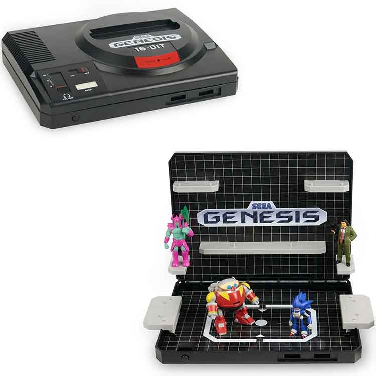 Console Heroes Sega Genesis Supervillain Boss Bundle Playset with Cartridge Storage Tray
