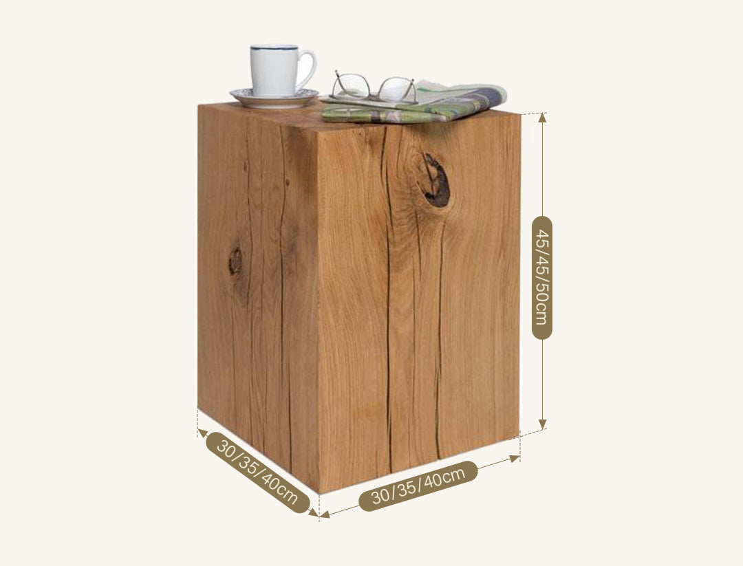 R56 Square Side Table, Solid Wood, Oak