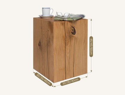 R56 Square Side Table, Solid Wood, Oak
