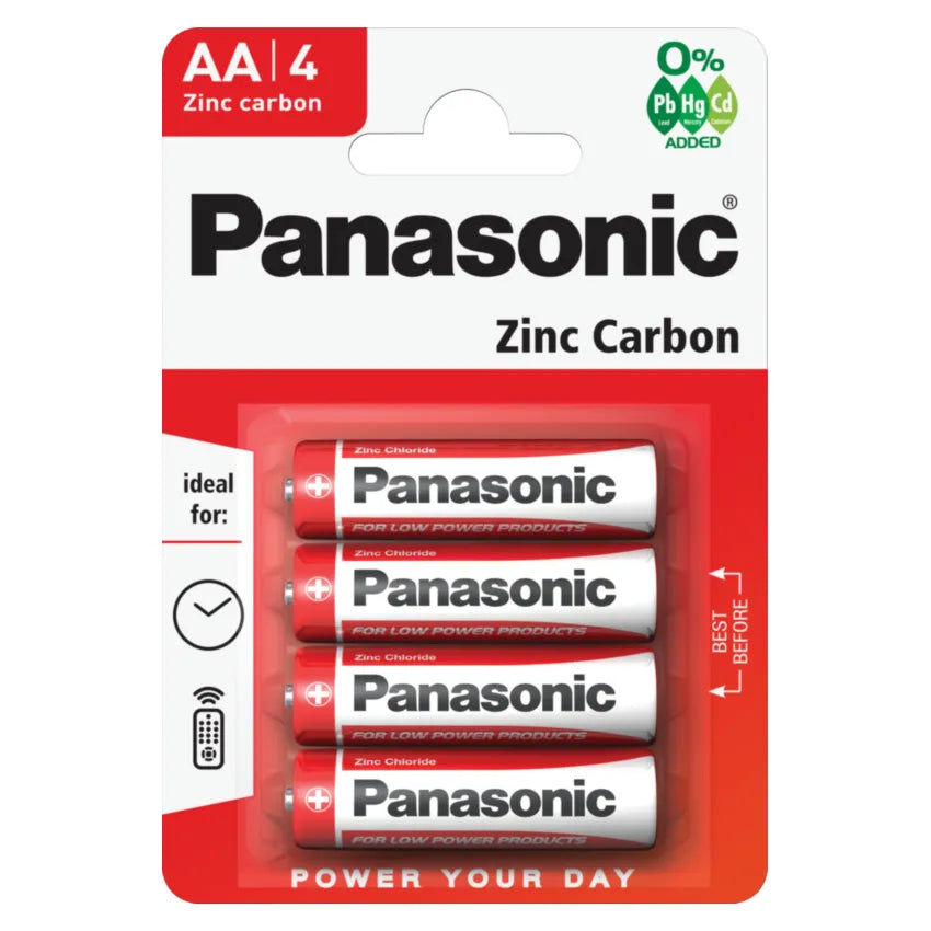 Panasonic AA Zinc Carbon Batteries 15V Pack of 4 Reliable Power for Your Devices