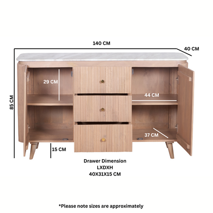 Bundi Natural Marble & Wood Extra Large Sideboard