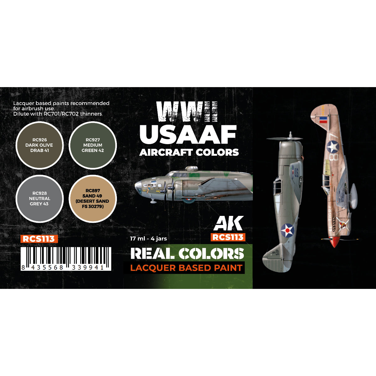 AK Interactive Real Colors - WWII USAAF Aircraft Set (RCS113)