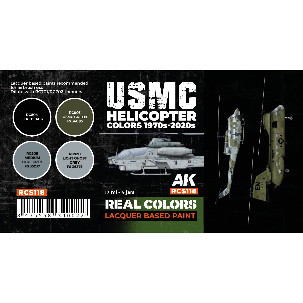AK Interactive Real Colors - USMC Helicopter 1970s-2020s Set (RCS118)