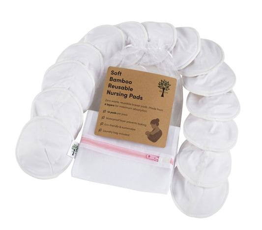14x Reusable High-Absorbency Bamboo Breast Pads For Nursing - Choice Of Colours