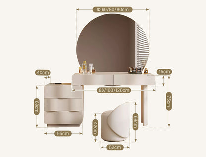 Radcliffe Dressing Table With Large LED Mirror, Cream