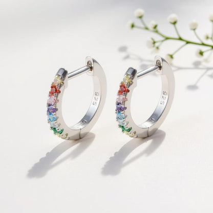 Rainbow Huggie Hoops