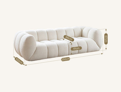 Randee BoBo Three Seater Sofa, White Boucle