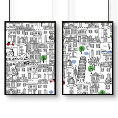 Italy print wall art | set of 2 travel posters