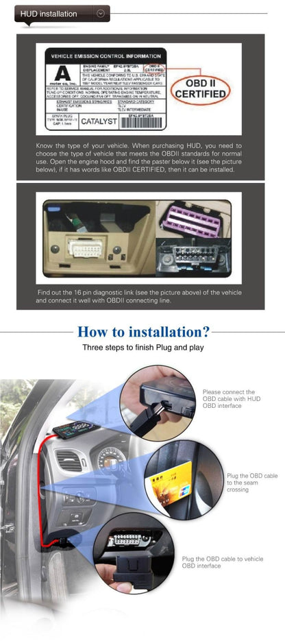 A8 5.5 inch Car OBDII HUD Warning System Vehicle-mounted Head Up Display Projector with LED, Support Fuel Consumption & Over Speed Alarm & Water Temperature & Fault Diagnosis, A8