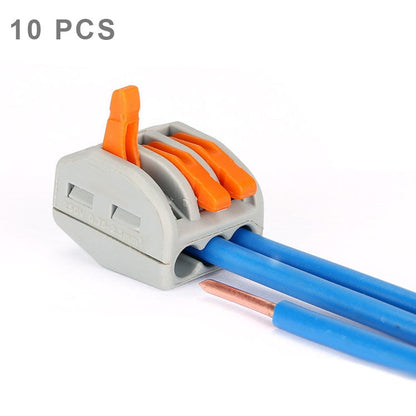 10 PCS Universal Compact 3 Pin Push Clamp Solderless Wire Connector, 3 Pin
