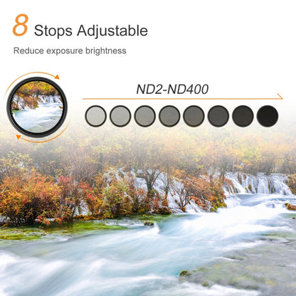 58mm ND Fader Neutral Density Adjustable Variable Filter ND 2 to ND 400 Filter, 58mm