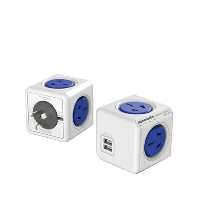 PowerCube 10A Universal Wall Adapter Power Socket with 4 US / AU Sockets and 2 USB Ports for Home Office, AU Plug, Random Color Delivery, With 2 USB Ports