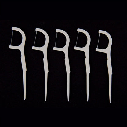 50 PCS Tooth Pick with Thread Wide Type ABS Dental Floss, 50 PCS
