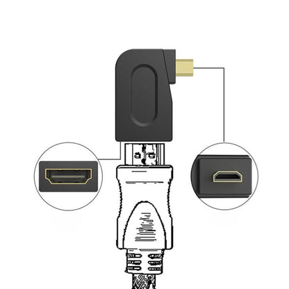 Gold Plated Micro HDMI Male to HDMI 19 Pin Female Adaptor with 90 Degree Angle, Micro HDMI to HDMI