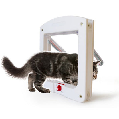 Cat / Small-scale Dog Friendly Transparent Flap, Universal 4 Way Locking, White