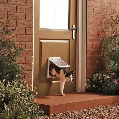 Cat / Small-scale Dog Friendly Transparent Flap, Universal 4 Way Locking, White