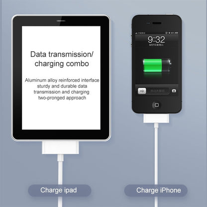30 Pin Male to USB Male Charging & Data Sync Cable for iPad / 2 / 3, iPhone 4 & 4s, iPod Nano, iPod Touch, Length: 1m, USB to 30 Pin