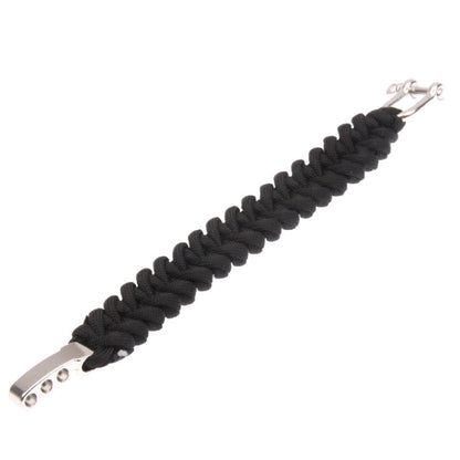Multi-functional Nylon Braided Survival Bracelets with Adjustable Stainless Steel Shackle, Steel Shackle