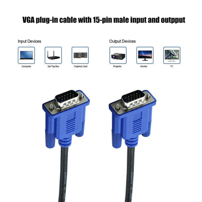 5m High Quality VGA 15Pin Male to VGA 15Pin Male Cable for LCD Monitor / Projector, 5m