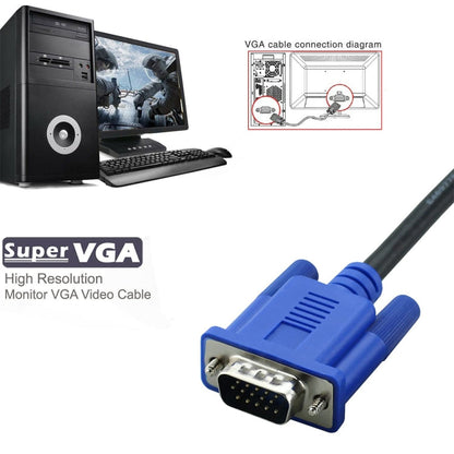 5m High Quality VGA 15Pin Male to VGA 15Pin Male Cable for LCD Monitor / Projector, 5m