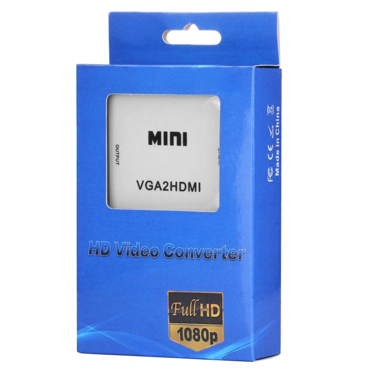HD 1080P HDMI Mini VGA to HDMI Scaler Box Audio Video Digital Converter, HD 1080P (White)