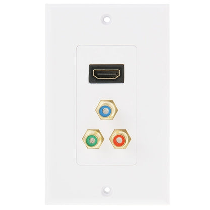 HDMI Female Plug + 3 RCA Female Plugs Wall Plate Panel