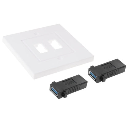 Dual USB 3.0 Female Plugs Home Wall Charger Plate Wall Plate Panel, 2 Ports USB 3.0