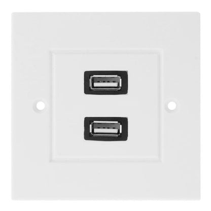 Dual USB 2.0 Female Plugs Home Wall Charger Plate Wall Plate Panel, 2 Ports USB 2.0