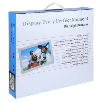 17 inch Multi-media Music & Movie Player Digital Photo Frame with Remote Control, Mstar V59 Program, Support USB / SD Card / HD Port, Built in Stereo Speaker