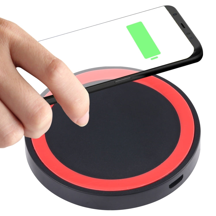 Universal QI Standard Round Wireless Charging Pad (White + Red), White, Black + White, Black + Orange, White + Black, Black + Blue, Black + Red, Grey+Black, White + Red