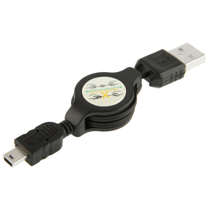 USB Retractable Data & Charger Cable for Motorola V3 / Mobile Phone / MP3 / MP4 / Digital Camera / GPS, Length: 10cm (Can be Extended to 80cm),  Black, USB 2.0 to Mini 5 Pin, USB 1.1 to Mini 5 Pin