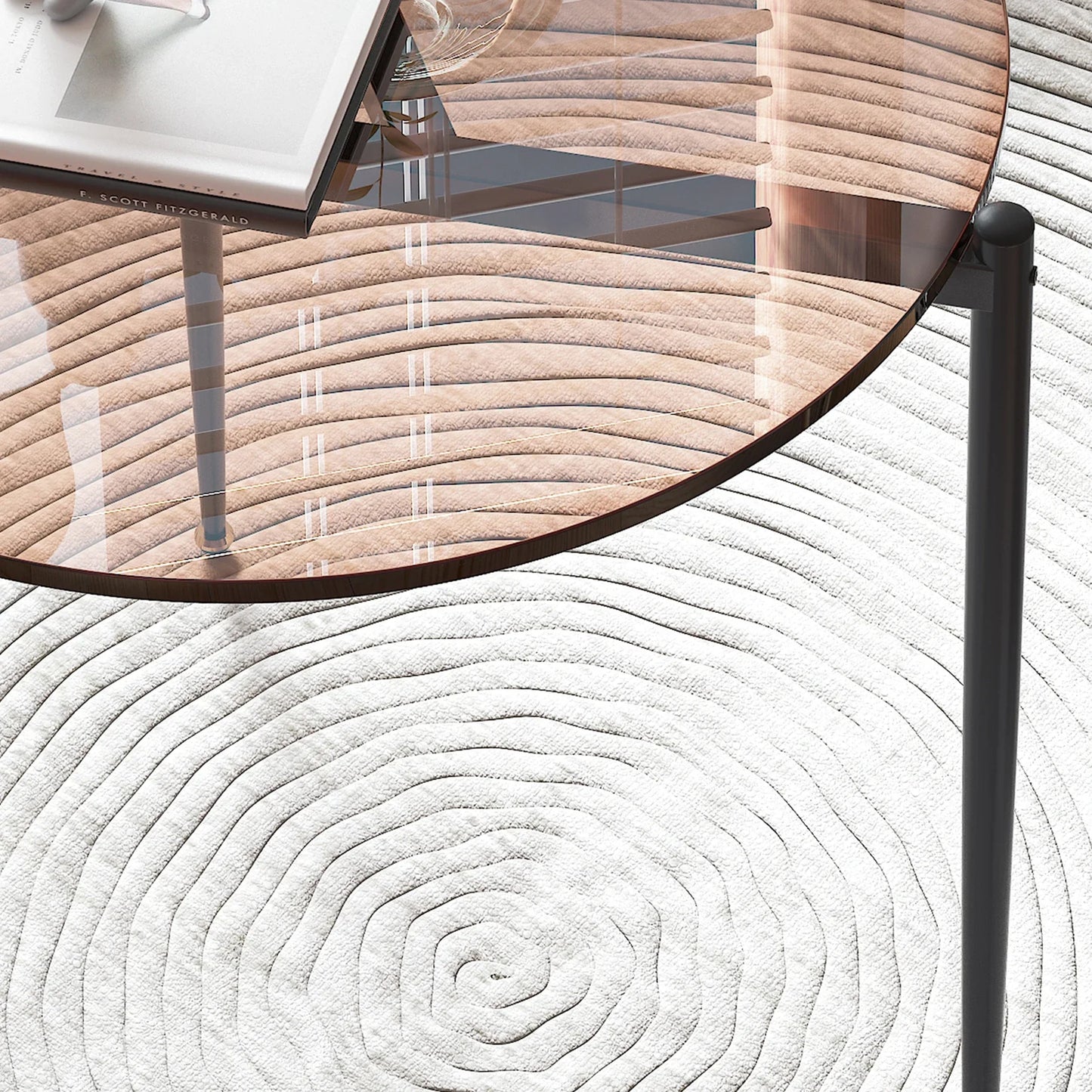 Coffee Table Leisure Round Table Tempered Glass Sofa Side End Table with Sleek Metal Legs for Living Room Office
