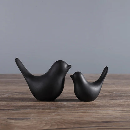 Nordic Ceramic Bird Figurine – Black or White Modern Sculptural Ornament