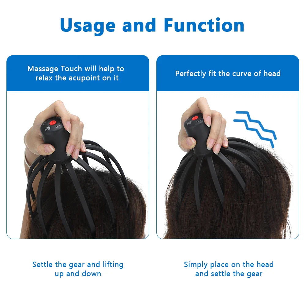 Electric Scalp Massager - Octopus Claw Head Massager for Stress Relief Headache Vibration