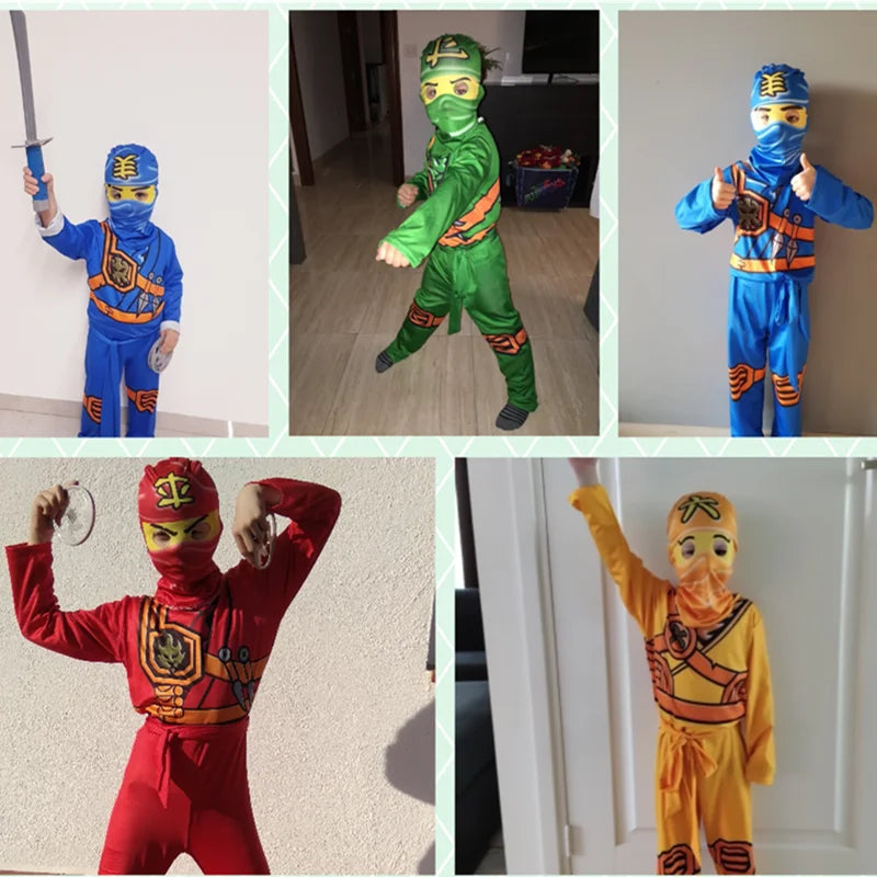 Kids Ninja Costume, Deluxe Samurai Outfit, Halloween Dress Up Ninjago Costumes For Boys Girls, Kids Clothes For Performance Part