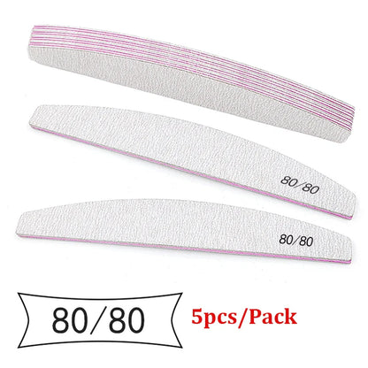 5/25Pcs/Lot Nail File Mix Color 80/100/150/180/240 Grit Professional Sandpaper Cuticle Remover Buffer Files Manicure Tool Set