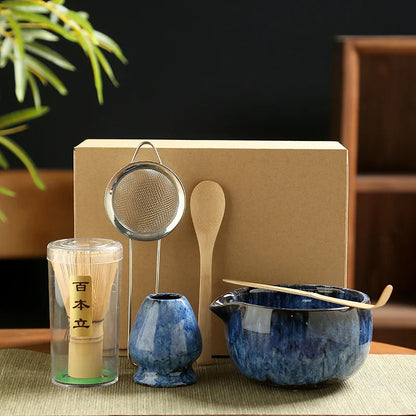 6PCS Japanese Matcha Tea Set Safe Bamboo Whisk Teaspoon Tea Sets Matcha Bowl Matcha Whisk Holder for Tea Lovers Tea-Making Tools