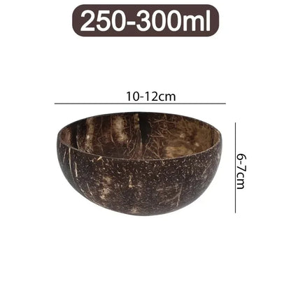 Natural Coconut Bowls And Wooden Spoon Sets Reusable Coconut Shell Bowls For Dessert Yogurt Fruit Salad Kitchen Tableware