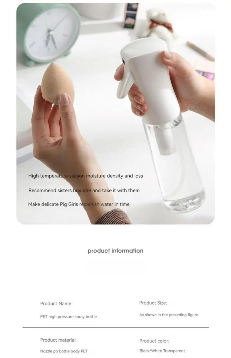 2Pcs High Pressure Spray Bottles Refillable 200ml Bottles Continuous Mist Watering Can Automatic Salon Barber Water Sprayer