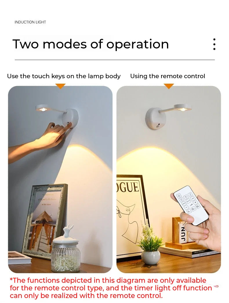 Rechargeable Picture Light with Remote – 3-Colour LED Wall Spotlight